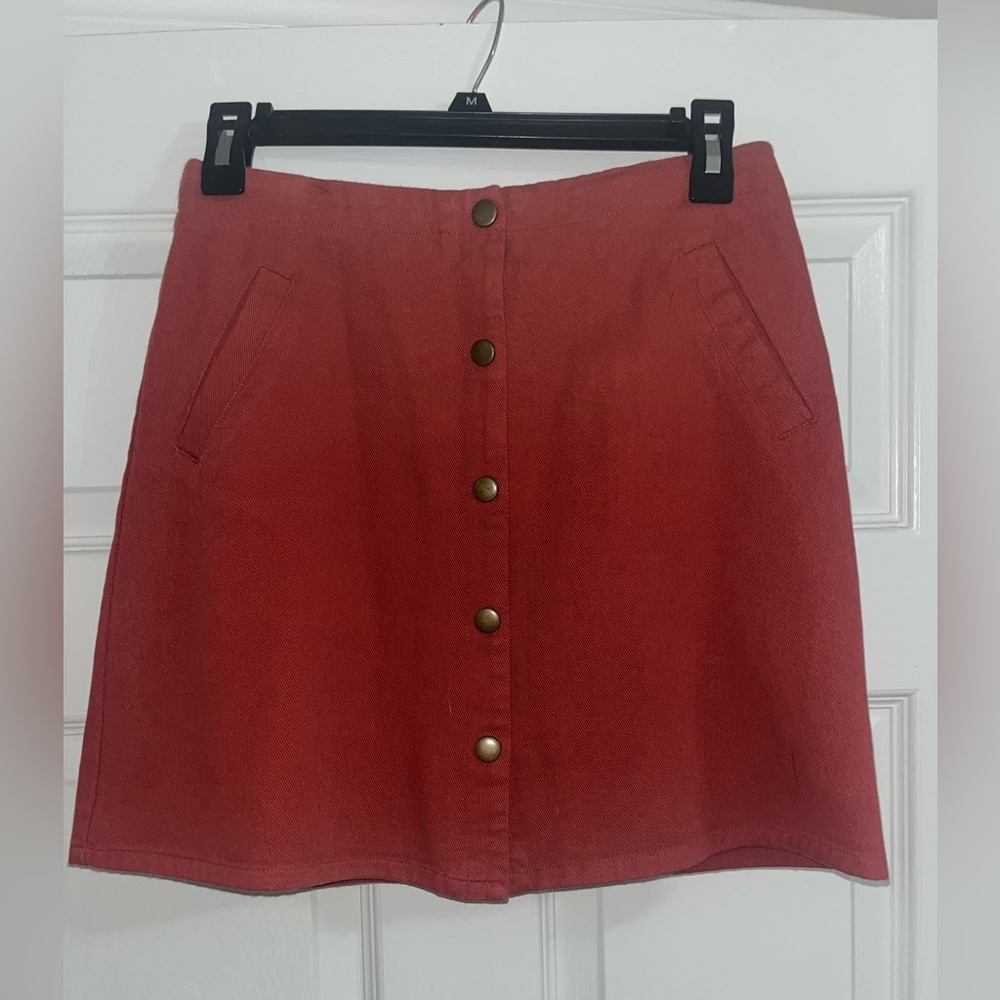 Burnt orange button up skirt